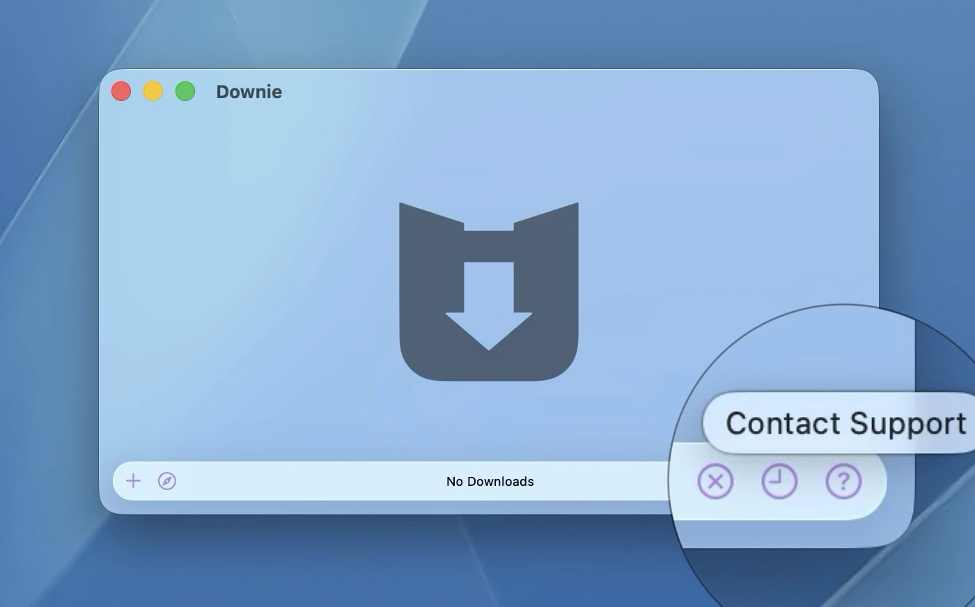 Downie support dialog