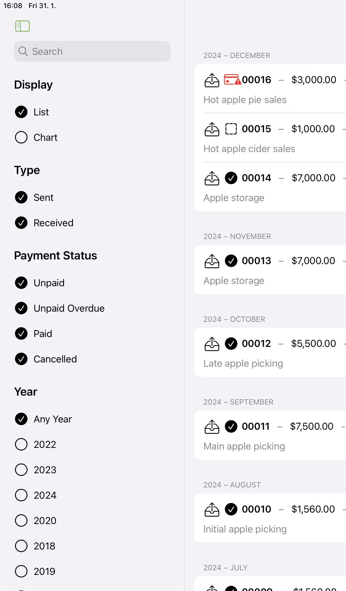 Invoice Rex iPadOS 2
