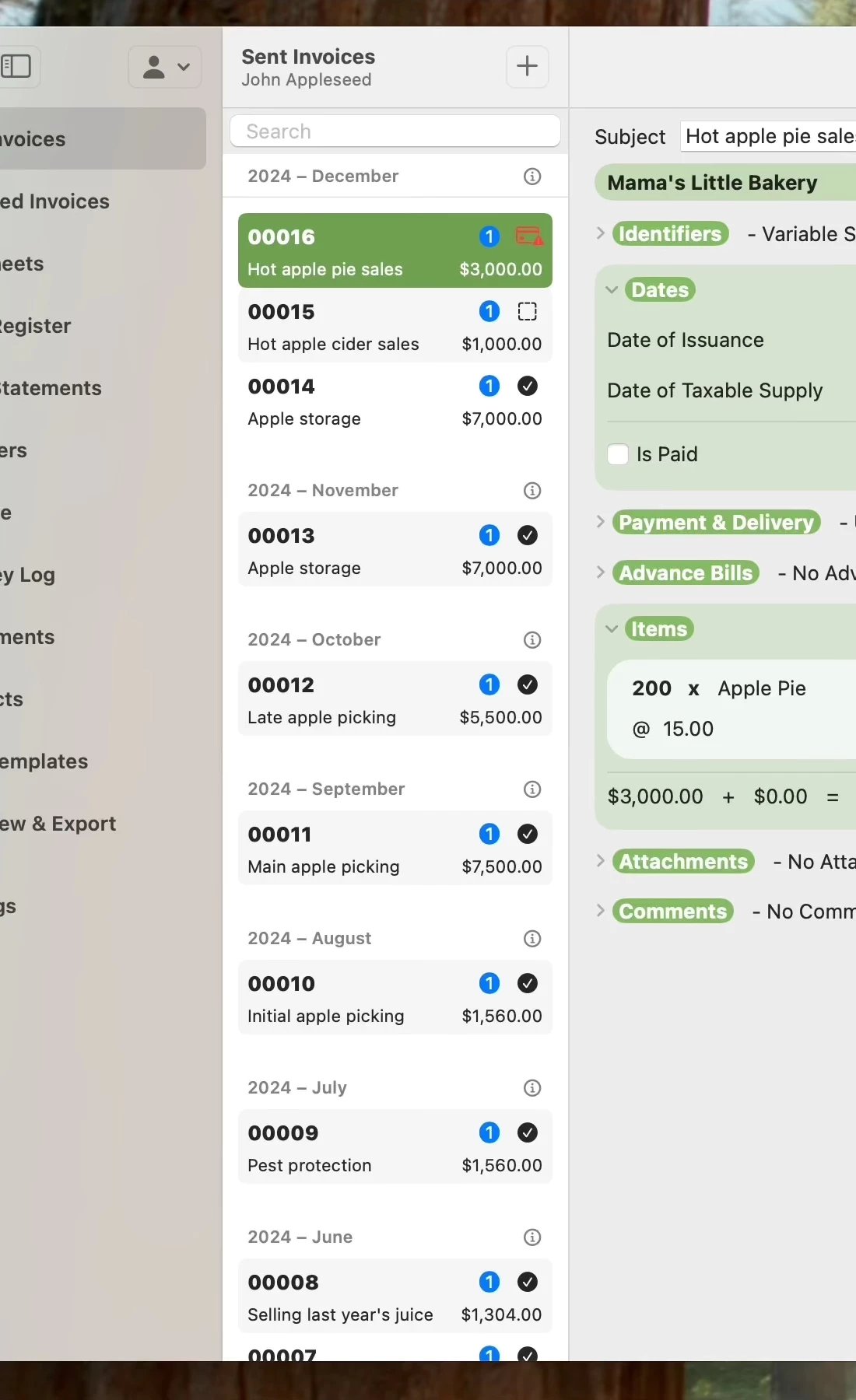 Invoice Rex macOS 1